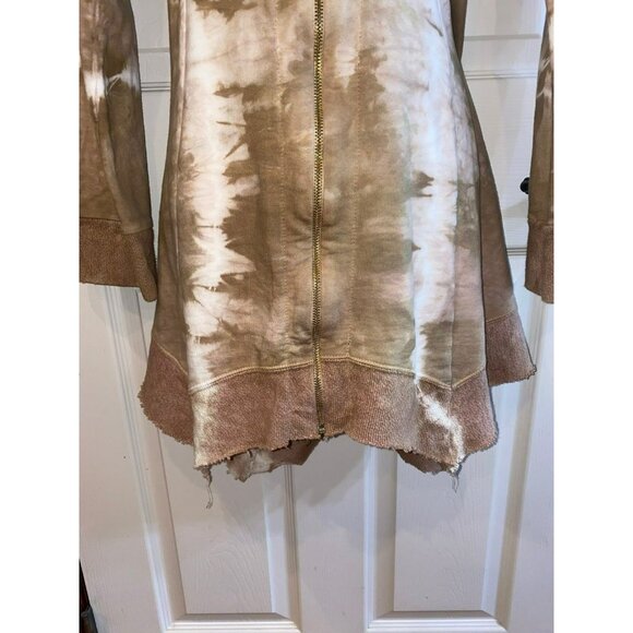 New Steel Pony Tie Dye Zip-Up Hoodie Cardigan / Dress With Pockets & Frayed Hem - Picture 5 of 9